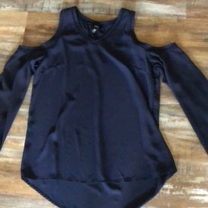 Navy shoulder cut out long sleeve
